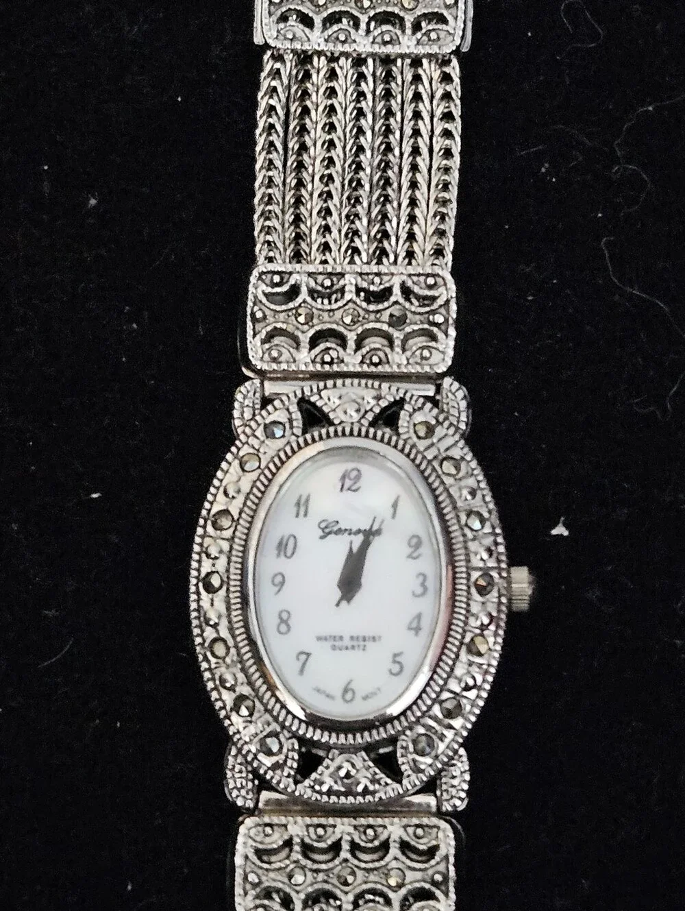 Geneva Silver Filigree Women's Bracelet Watch